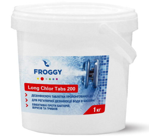 Медленнорастворимый хлор в таблетках 200 г Long Chlor Froggy — дезинфектор длительного действия